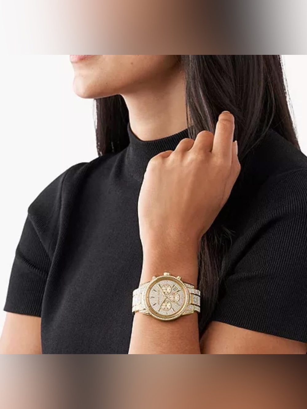 MK6747- Michael Kors Women’s Ritz Pave Gold-Tone Watch